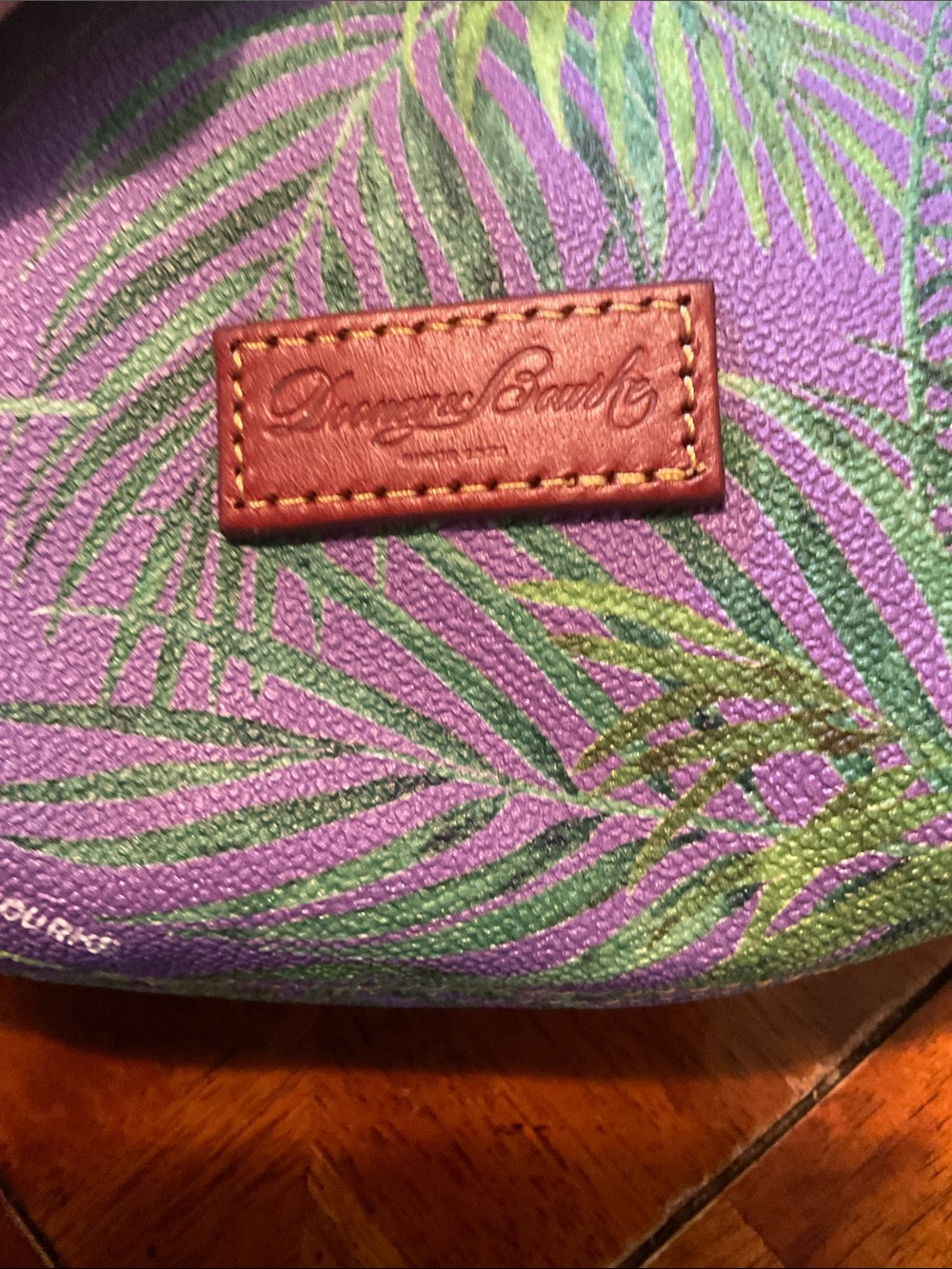 Dooney & Bourke Tropical Print Purple & Green Cosmetic Pouch - Picture 4 of 5